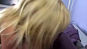 blonde takes cock in mouth, cunt, anal, then gets facial