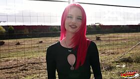 Skinny redhead rides in first casting