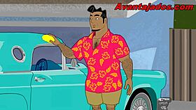 In this brazilian cartoon, the guy has gay sex with his filipino neighbor