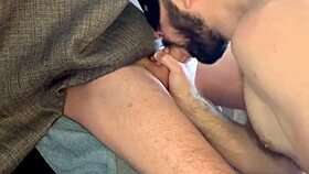 guy swallows load at gloryhole after deepthroat