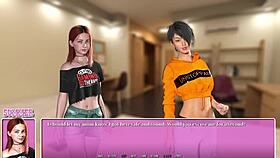 Cute girls take a hot steamy shower together in summer city