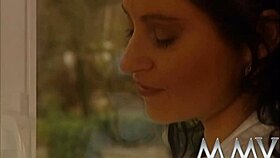 Amateur brunette petite girl gives handjob then gets pussy nailed in POV