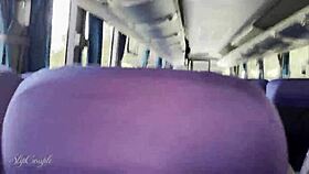 milf risks public blowjob on travel bus with fat german bbw