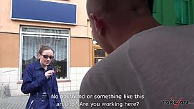 Takevan secretary gets picked up and drilled hard in the van.