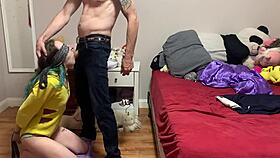 Step Daughter Tied Up by Step Dad with Big Cock. She Gets Eaten, Throated, and Used Hard.