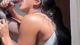 Big Booty Brunette Gets Deepthroat From Stepbrother