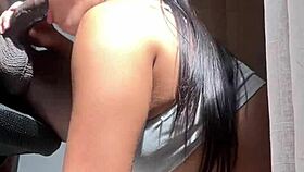 Big Booty Brunette Gets Deepthroat From Stepbrother