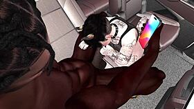 Black man fucks demonic white woman in SUV