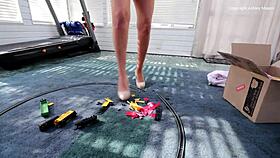 pick up your toys, but let's use them on each other first.