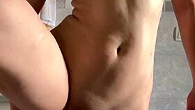 Cute petite teen girl touches herself with toys to orgasm at home