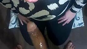 This hot latina slut deepthroats a big black cock in homemade fun.