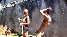 Mlada and Wendy in a kicking practice session