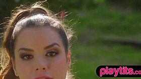 Ever seen a curvy Swiss milf strip bare in a garden to flaunt her big ass?