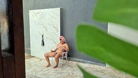 Caught my hot neighbor showering in the backyard after beach day.