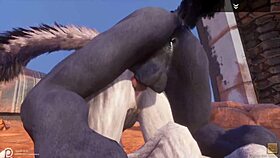 Alpha Wolf Eats Hot She-Wolf In Wild Life Cartoon