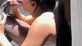 Big Booty Brunette Gets Deepthroat From Stepbrother