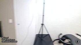 Behind the scenes of sophie stephan in red lingerie