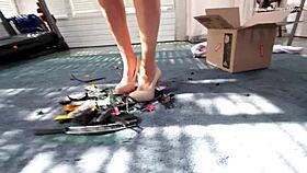 pick up your toys, but let's use them on each other first.