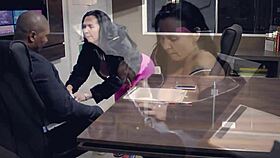 brazilian submissive gives blowjob to big interracial cock outdoors