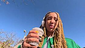 Ebony Luna Black Spots Me on Street, Drags Me Home for Rough POV Pounding