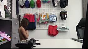 Officer makes the milf shoplifter strip and gets punished