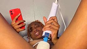 Late night, she stuffs her panties and reaches a powerful orgasm.