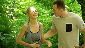 Blonde skinny girl fucks cock in hd anal.