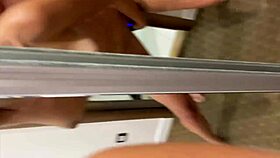 Mirror quickie with my ex-girlfriend ended in a giant pussy creampie