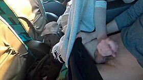 Hot Latina couple having risky sex on public beach and bus with huge double cumshot