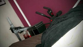 Curved Cock Plunges Deep Into Tight Black Toy For Massive Cumshot!