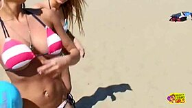 blondes feel intense pleasure after beach volleyball game with toys and 69