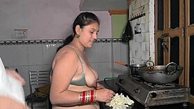 Chopping veggies turns into kitchen sex with monster cock pounding hard