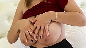 Huge Natural Tits Babe Sucks Banana and Masturbates