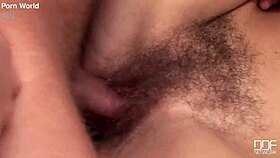 czech beauty with hairy beaver gets naughty in bedroom