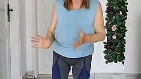 Busty Braless GILF MariaOlds Shows Off Sporty Strip Dancing Moves