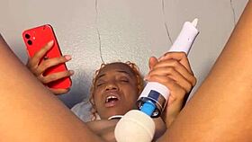 Late night, she stuffs her panties and reaches a powerful orgasm.