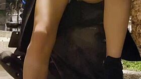 Shemale Ting Xuan Masturbates Outdoors Under Her Coat 😏