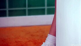 cute blonde solo girl reaches orgasm with wet shaved pussy