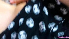 hey, beauty watches porn and caresses herself in pajamas