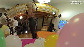 FMM threesome birthday sex unfolds with Tiffany Rousso, Thomas Stone, and Mugur in action.