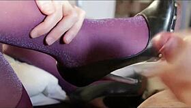 Cum Dripping on Shiny Nylon Lurex Pantyhose