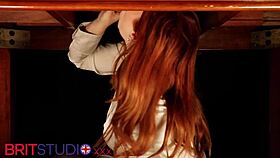 office secretary victoria greene at the milking table with anonymous person