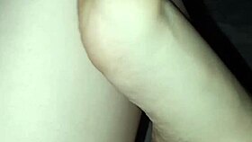 in the dark, this slutty barefoot babe gets her feet worshipped and licked all over