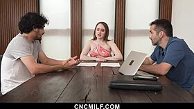 Stepson And Husband Dominate Stepmom In Wild 3some Freeuse Action - Cncmilf.