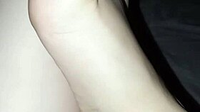 in the dark, this slutty barefoot babe gets her feet worshipped and licked all over