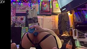 Anal slut plays with toys in wild solo session