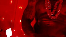 Hallelujah Johnson worships a huge black hairy cock, masturbating passionately