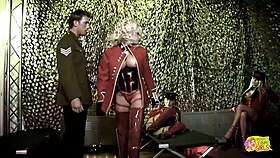 Three Girls In Retro Uniforms Ride Stud