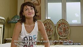 i watch this lovesome girl open her juicy trimmed pussy and lose her virginity