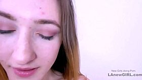 gorgeous teen brunette gets fucked during her modeling audition, swallowing everything